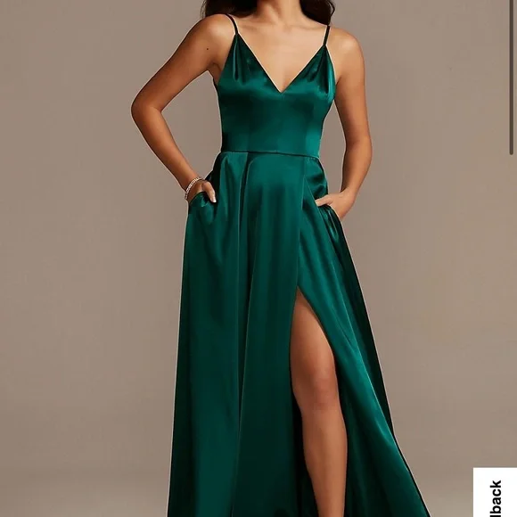 David's Bridal | Dresses | Davids Bridal Charmeuse Deep V Neck Aline  Bridesmaid Nwt | Poshmark